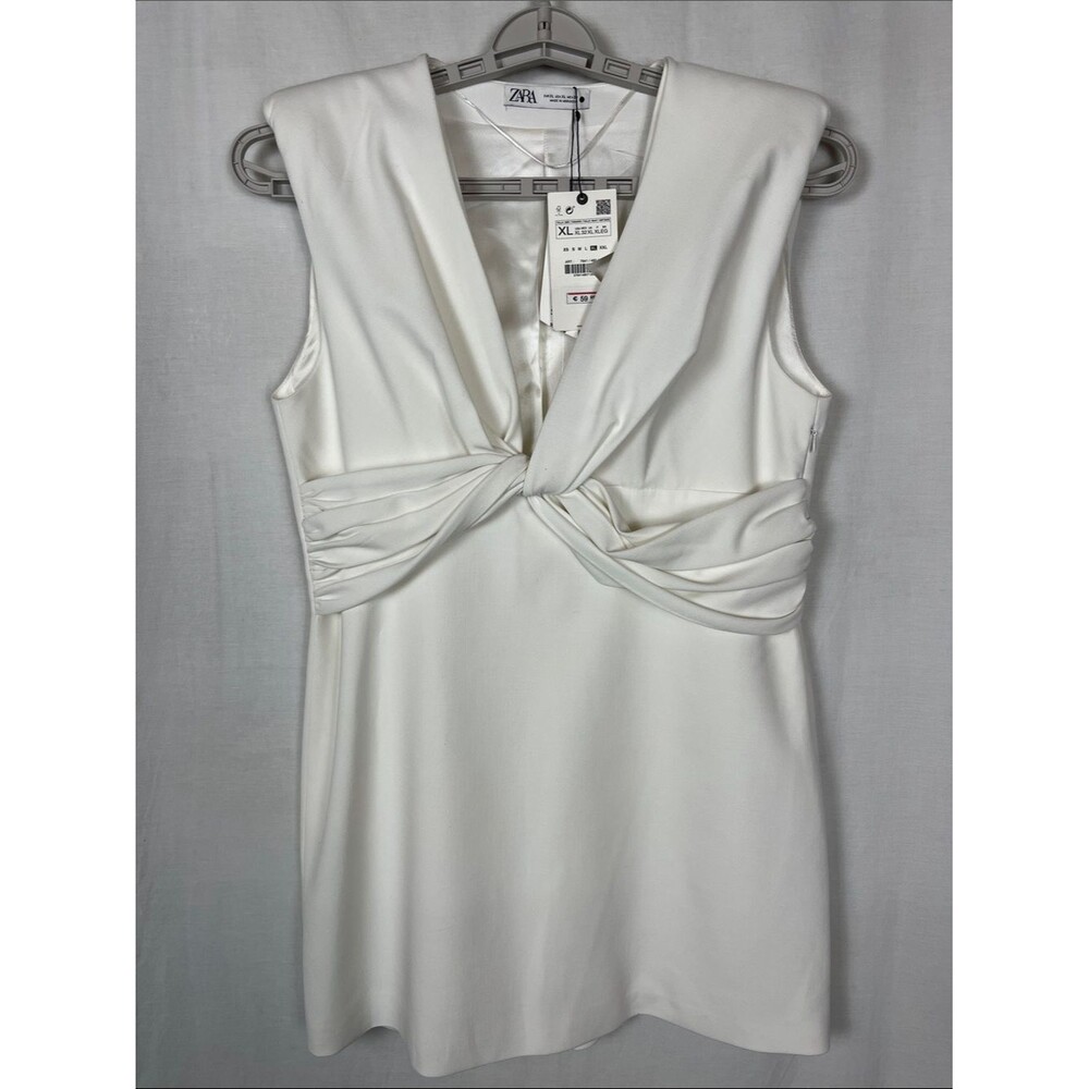 NWT Zara White Blazer Mini Dress with Front Knot